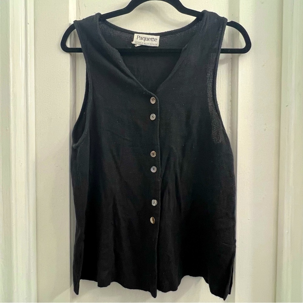 Paquette Byer California Flax Blend Vest Top‎ Black size Medium